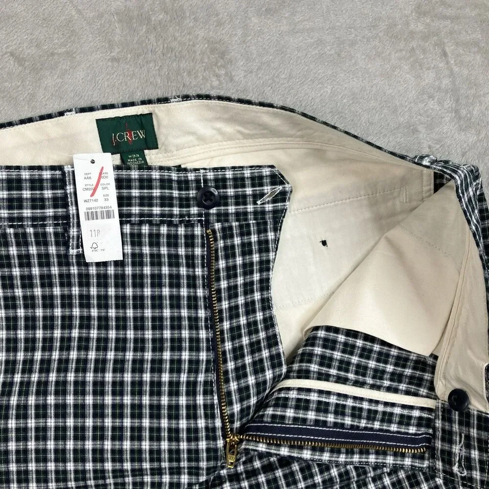 J Crew Shorts Mens 33 Green Plaid Seersucker Cotton 9 Inseam Relaxed Fit CM202